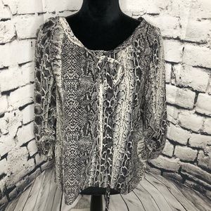 Zara basics snake skin hi-low tie neck top Small
